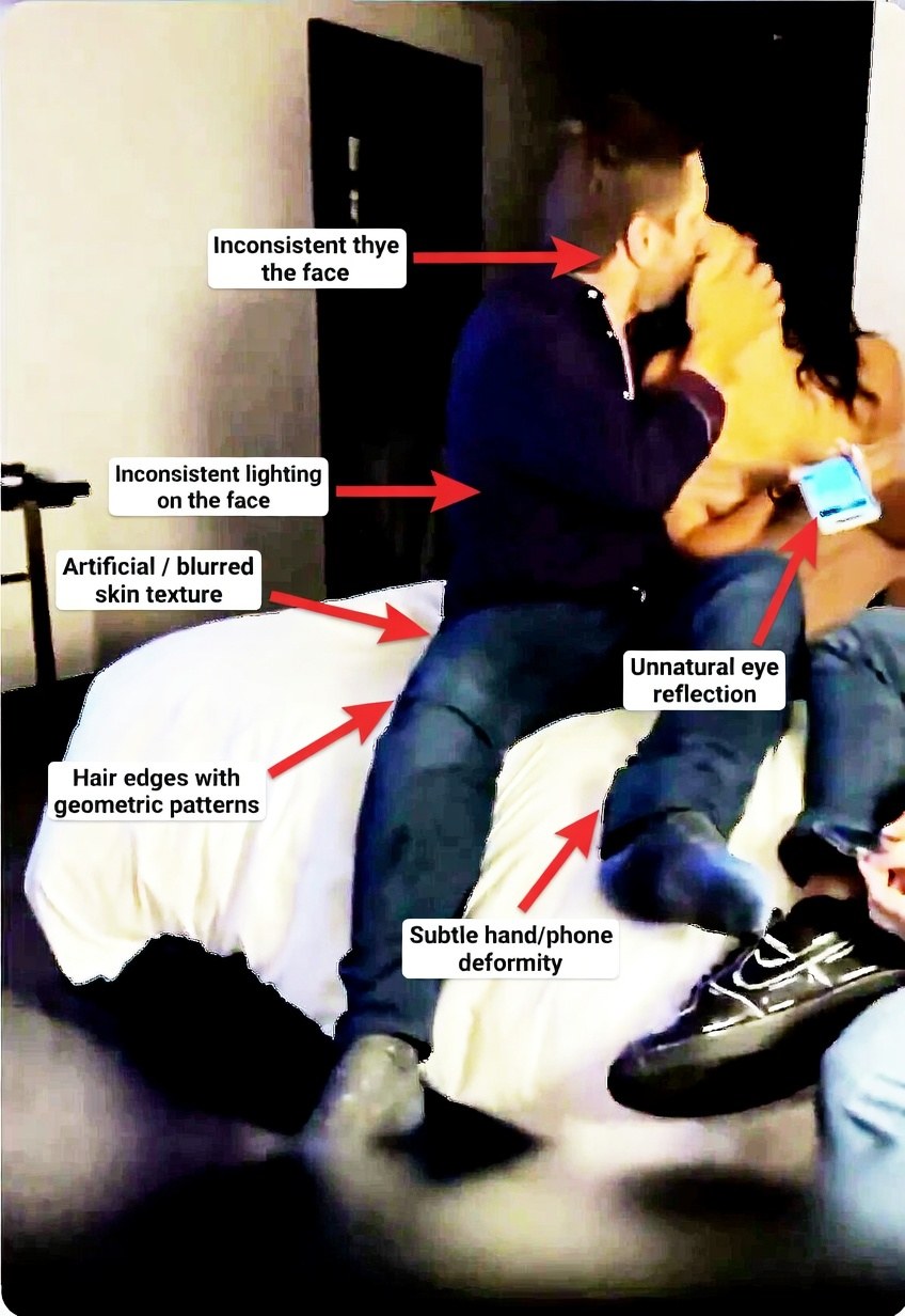 Annotated frame highlighting edges, reflections, and skin texture